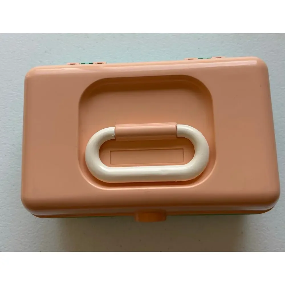 Vintage 90s Caboodles Pretty & Petite Mini Organizer Case Peach Mint Green Retro